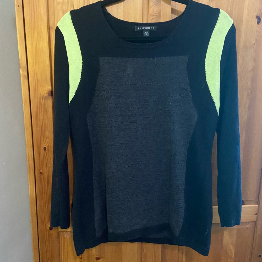 Black and Green Long Sleeve Top